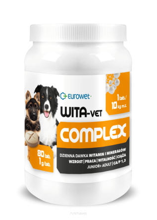 EUROWET Wita-Vet Complex Ca/P=1,3 1 g 80 tabletek pies